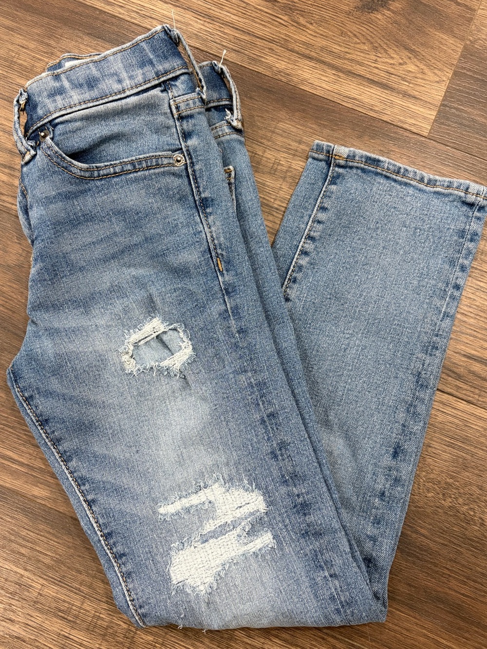 Boys Old Navy Light Blue Distressed Straight Leg Jeans Size 8